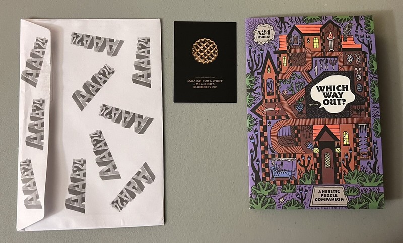 A24 Heretic Which Way Out Puzzle Companion Book Scratch Sniff Pie Card AAA24