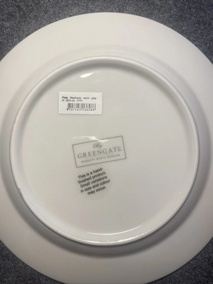 Greengate Teller Stephanie warm Grey  Steingut Weiß Blumen 20cm - Bild 2 von 2