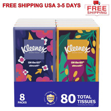 Kleenex On-The-Go Facial Tissues, 8 On-The-Go Packs, 10 Tissues Per Box, 3-Ply
