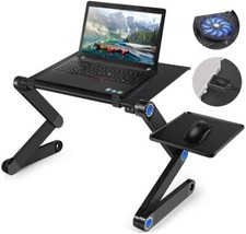 Laptop Notebook Adjustable Folding Desk Table Stand Bed Tray with Cooling Fan