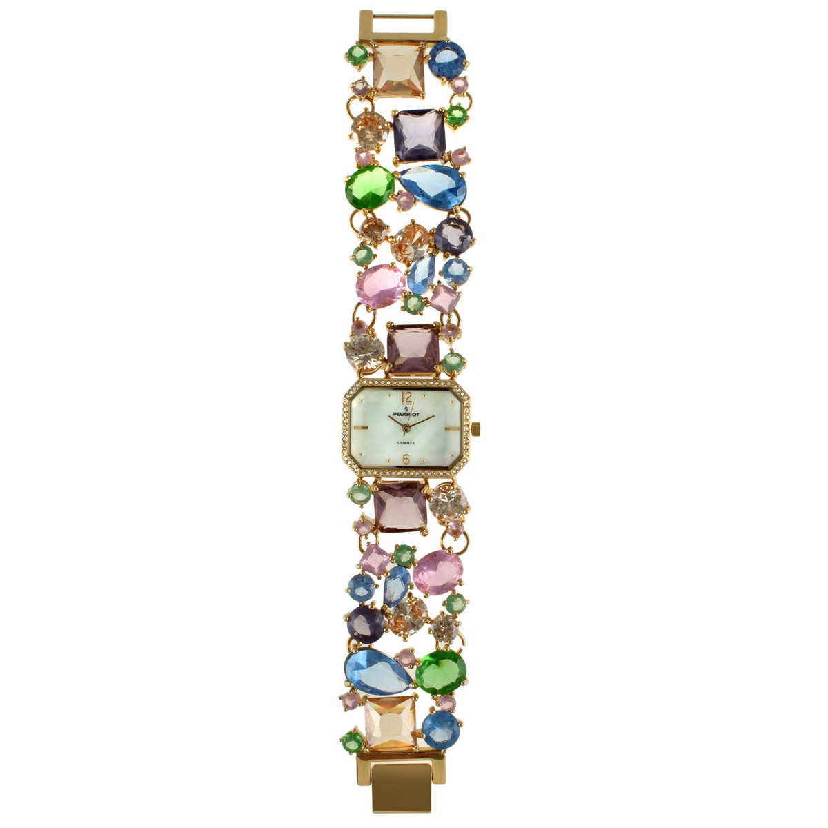 Women\'s Mosaic Colored Glass Watch, Quartz with Brass Strap by Peugeot Women main image 2