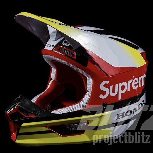 FW19 Supreme Honda Fox Racing V1 Helmet BLACK YELLOW Sz S Small | eBay