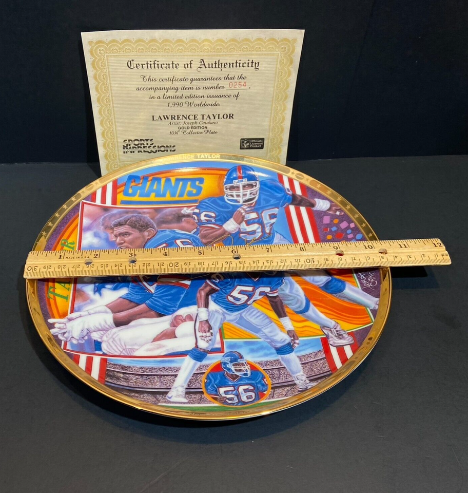 1990 Lawrence Taylor Sports Impressions Plate NFL 56 New York Giants