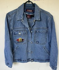 LA Blues Embroidered Studio Staff Jean Jacket Size S EUC