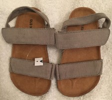 Old Navy Toddler Size 4 Double Strap Hook Loop Sandals GREYSCALE New