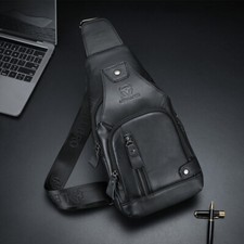 LEBULLBRO Men Sling Backpack Genuine Leather Chest Crossbody Travel Shoulder Bag