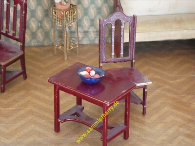 antike Gottschalk Puppenstuben-Möbel, Beistelltisch mit 1 Stuhl,  4#153
