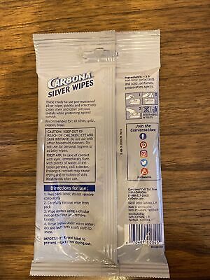 Carbona Silver Wipes 12 per pack Cleans Protects Brass Gold Silver Copper