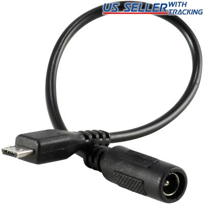 (5-pack) DC Barrel Jack to Micro-USB B Connector Adapter Power Cable 5.5x2.1mm