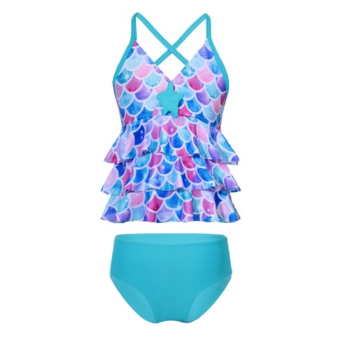 Kids Girls Tankini Swimsuit Tank Tops Bottoms Shorts Set Swimwear Bathing Suit - Picture 76 of 146
