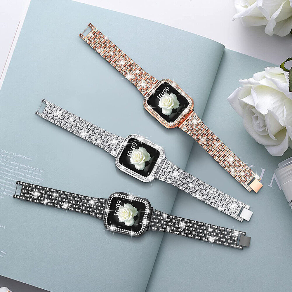 Luxury iWatch Band Strap + Bling Diamond Case For Apple Watch Series 7 6 5 4 SE