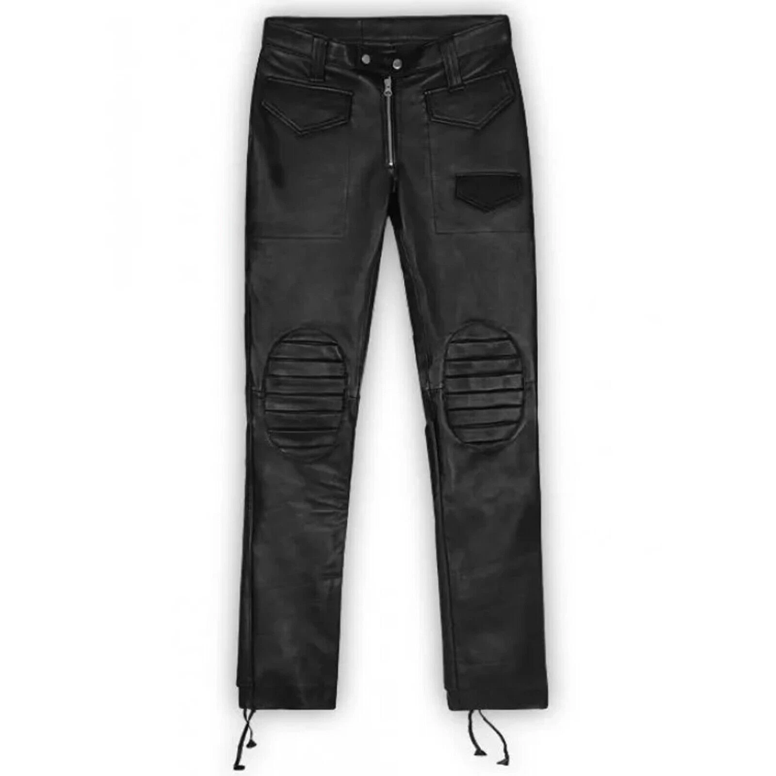 Men's Pants Black Classic Fitted Motorcycle or Casual Men's Leather Trouser Pant