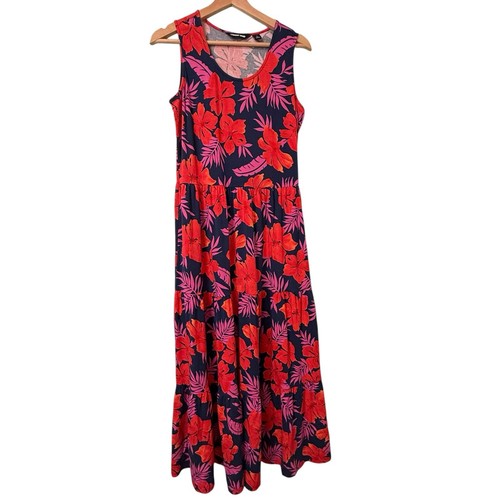 Maxi robe bohème sans manches Lands End à fleurs petit cottagecore été à plusieurs niveaux