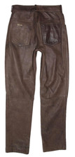 LINUS  -  schmale LEDERJEANS / Nubuk- Lederhose in braun in W26 / L29