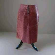 Vintage Y2K Leather Skirt Banana Republic Burgundy A line Sz 0 Low Rise Waxed