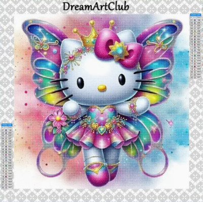 Diamond Painting 30x30 Hello Kitty Schmetterling Fee High Quality runde Diamante