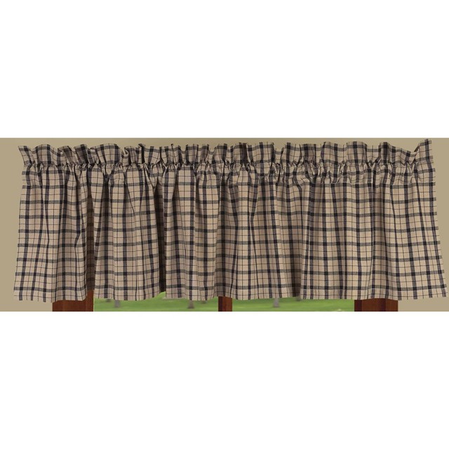 New Rustic Farmhouse Primitive Country BLACK PLAID VALANCE Window