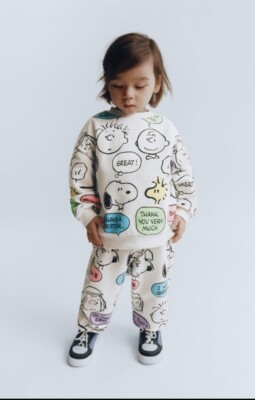 ZARA NWT snoopy set tracksuit plush sweatshirt and pants size 12-18 months 