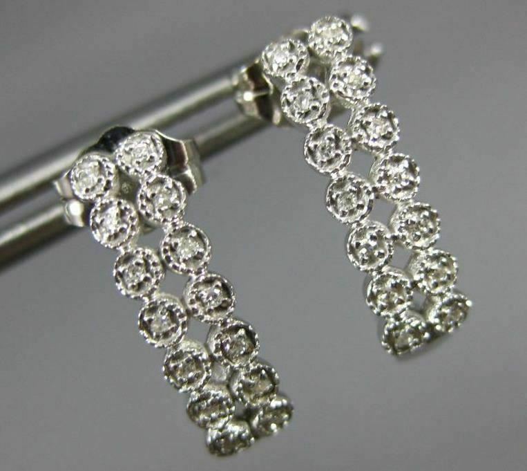 FILA ORECCHINI OMBRELLO ESTATE .09CT DIAMANTE ORO BIANCO 14KT DUE FILE FILIGRANA MILGRAIN