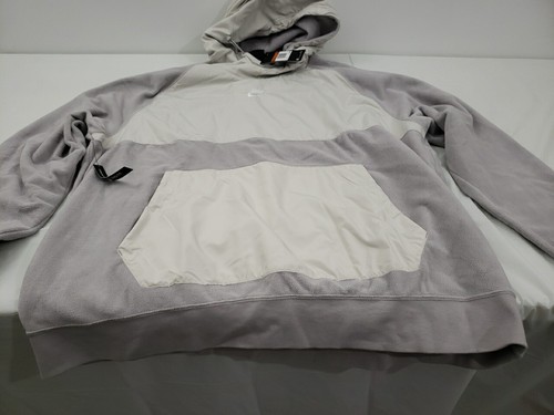 Nike Polar Fleece Pullover Hoodie Hooded Men's Size 2XL XXL Gray Grey Bone White - Picture 3 of 16