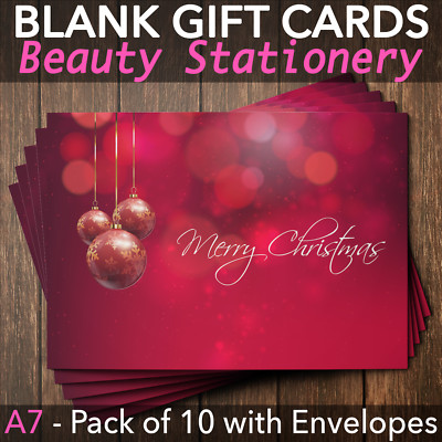 Christmas Gift Vouchers Blank Beauty Salon Card Nail Massage x10