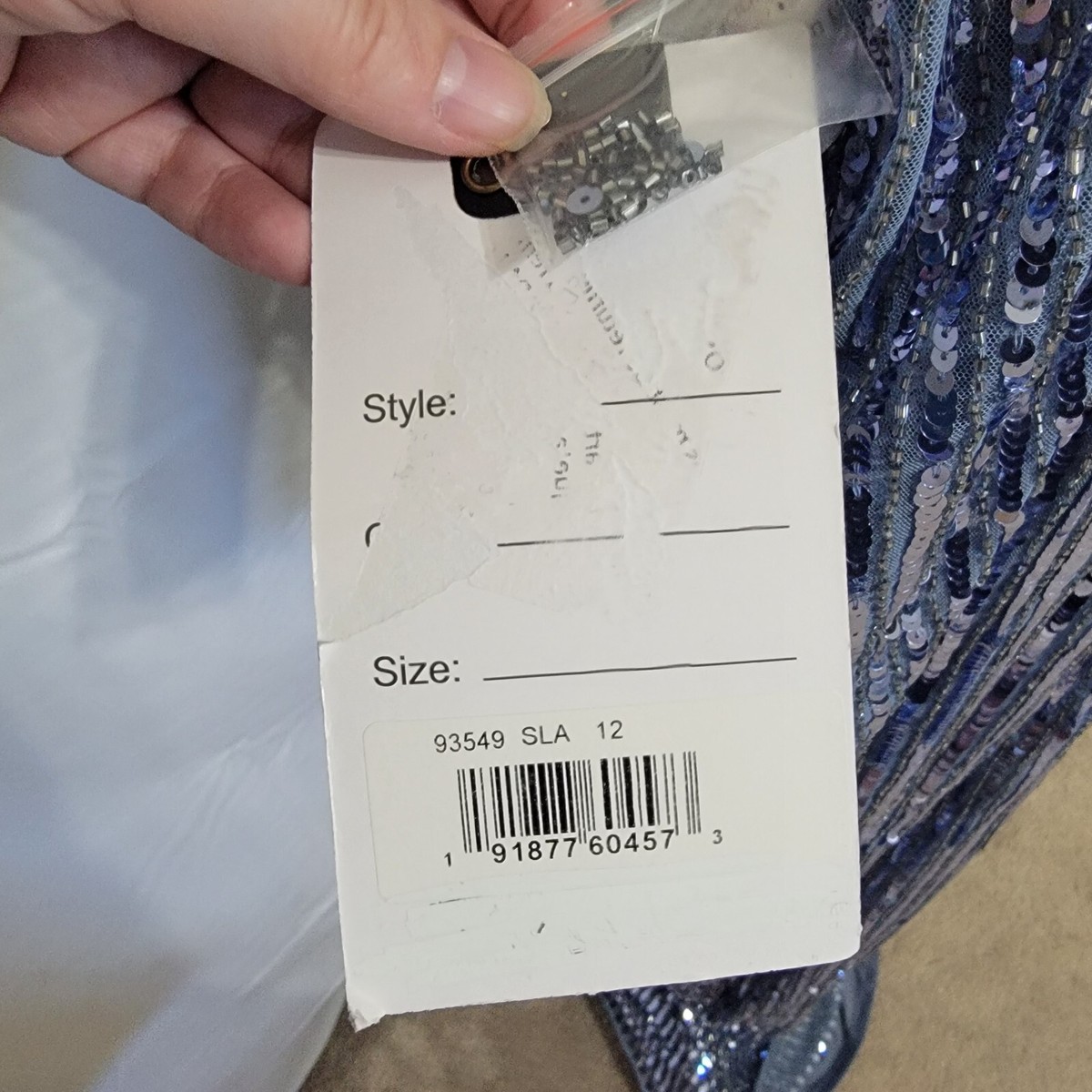 リ(^_^) MAC DUGGAL Slate Blue Dress Sequin Long Sleeve Gown, 93549, Size