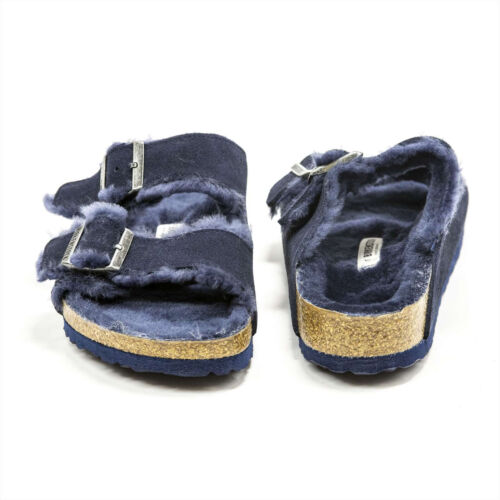 Birkenstock Arizona Shearling Navy Blue Fur Lined Slide Sandals - EU 42 - Picture 3 of 5