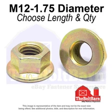 M12-1.75 Class 10 Hex Flange Nuts Zinc Yellow Coarse Thread (Pick Quantity)