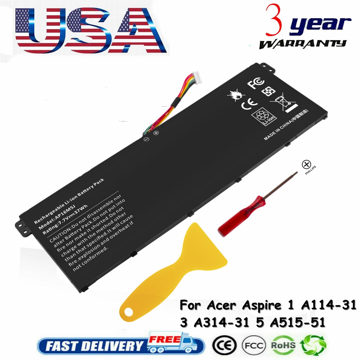 AP16M5J Remplacement de la Batterie d'ordinateur Portable pour Acer Aspire 1 A114-31 A114-31