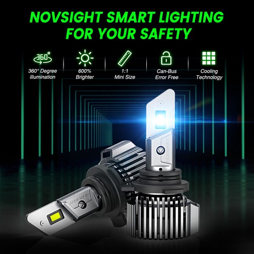 NOVSIGHT 9012 LED Headlight Bulbs Kit 100W 20000LM High/Low Beam Super Bright 2X - Picture 3 of 20