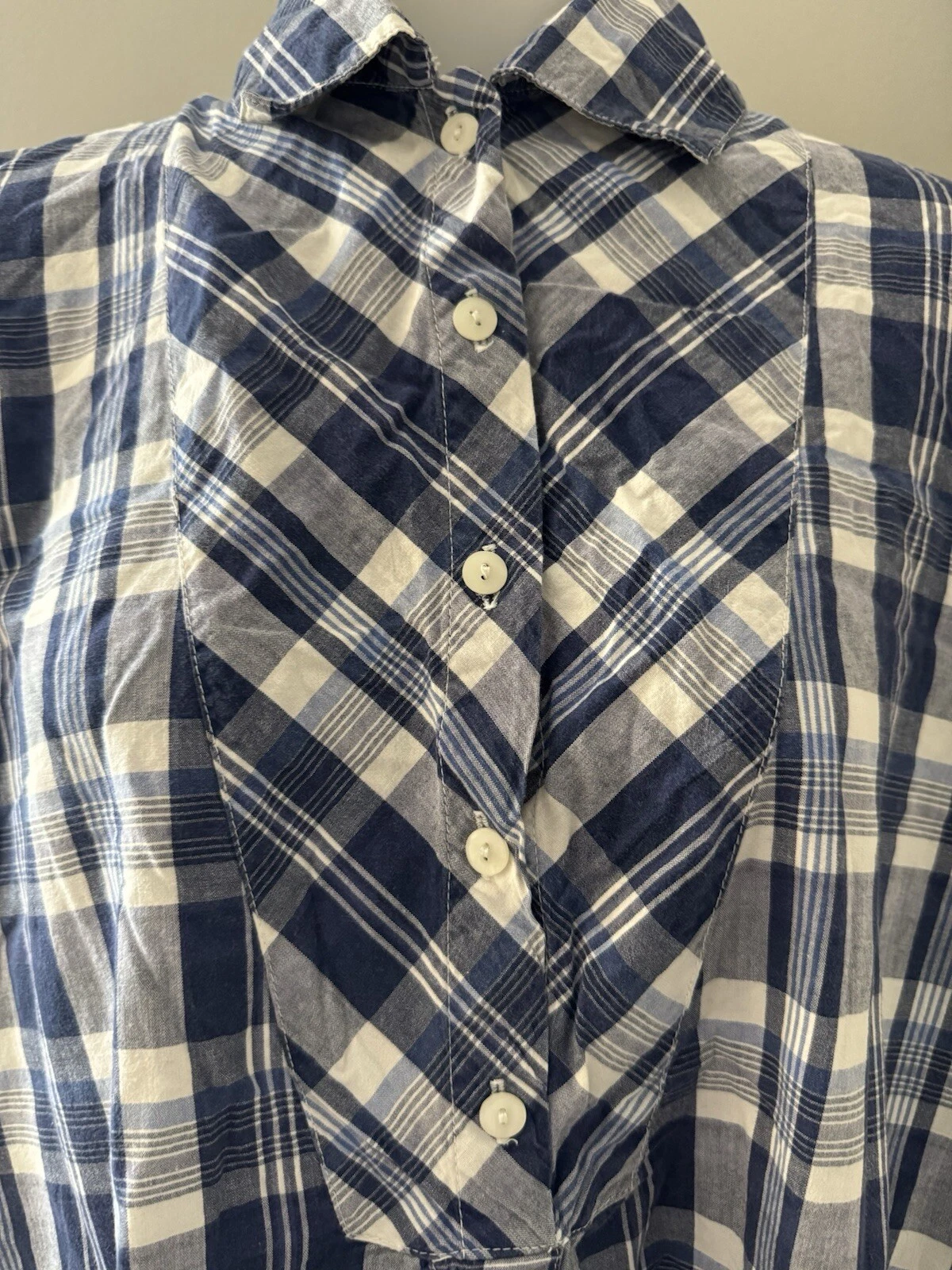 UNDERCOVER Camicia da notte donna Victoria’s Secret vintage etichetta oro blu a quadri camicia abito L