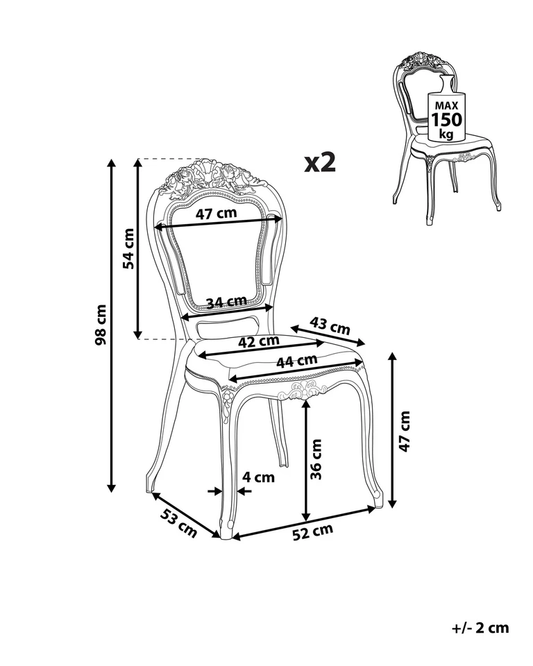 Set di 2 sedie da pranzo in plastica trasparente Vermont - Immagine 3 di 4