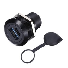 USB 3.0 Type-C Panel Mount Socket Connector Round Black