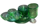 19 Piece Uranium Depression Glass Lot Collection Vaseline Glass