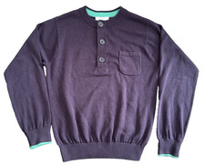 Jacadi Paris Boys Navy Blue Button Sweater Youth Size 8Y Cotton Preppy Academia