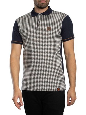 Trojan Herren Hahnentritt-Panel-Poloshirt, Blau