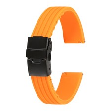 Silicone Watch Bands 18mm Soft Watch Bands with Black Snap Buckle, Orange