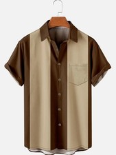 Mens Basic 50s Style Bowling Short Sleeve Shirt