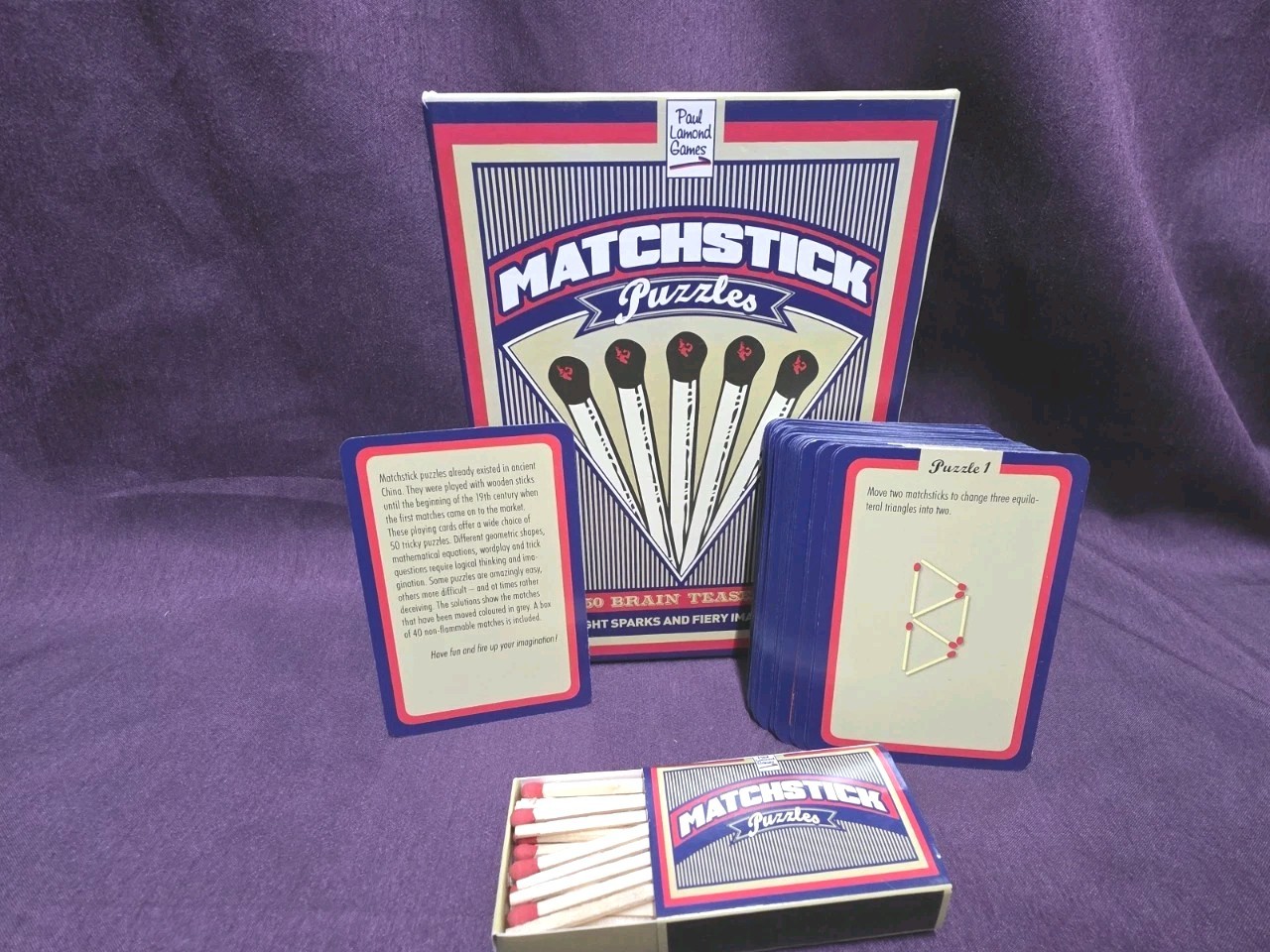 Paul Lamond  50 Matchstick Puzzles / Brain Teaser Game Birthday Gift Complete