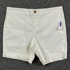 Old Navy Shorts Womens 12 White Everyday Short Mid Rise Cotton Stretch - NEW