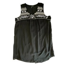 New Directions Curvy Dress Size 1X Embroidered Sleeveless Black Bohemian Boho