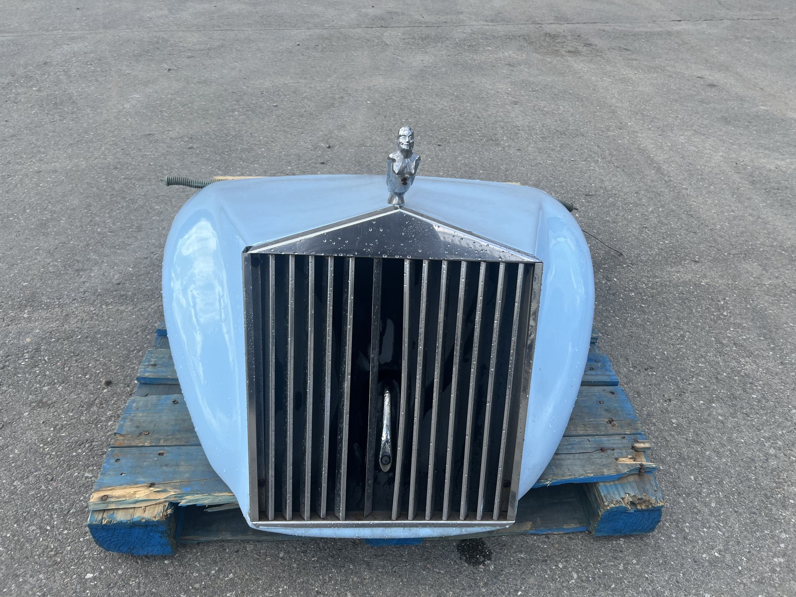 73-79 VW SUPER BEETLE FRONT ROLLS ROYCE STYLE HOOD BONNET W/ GRILL OLYMPIC BLUE