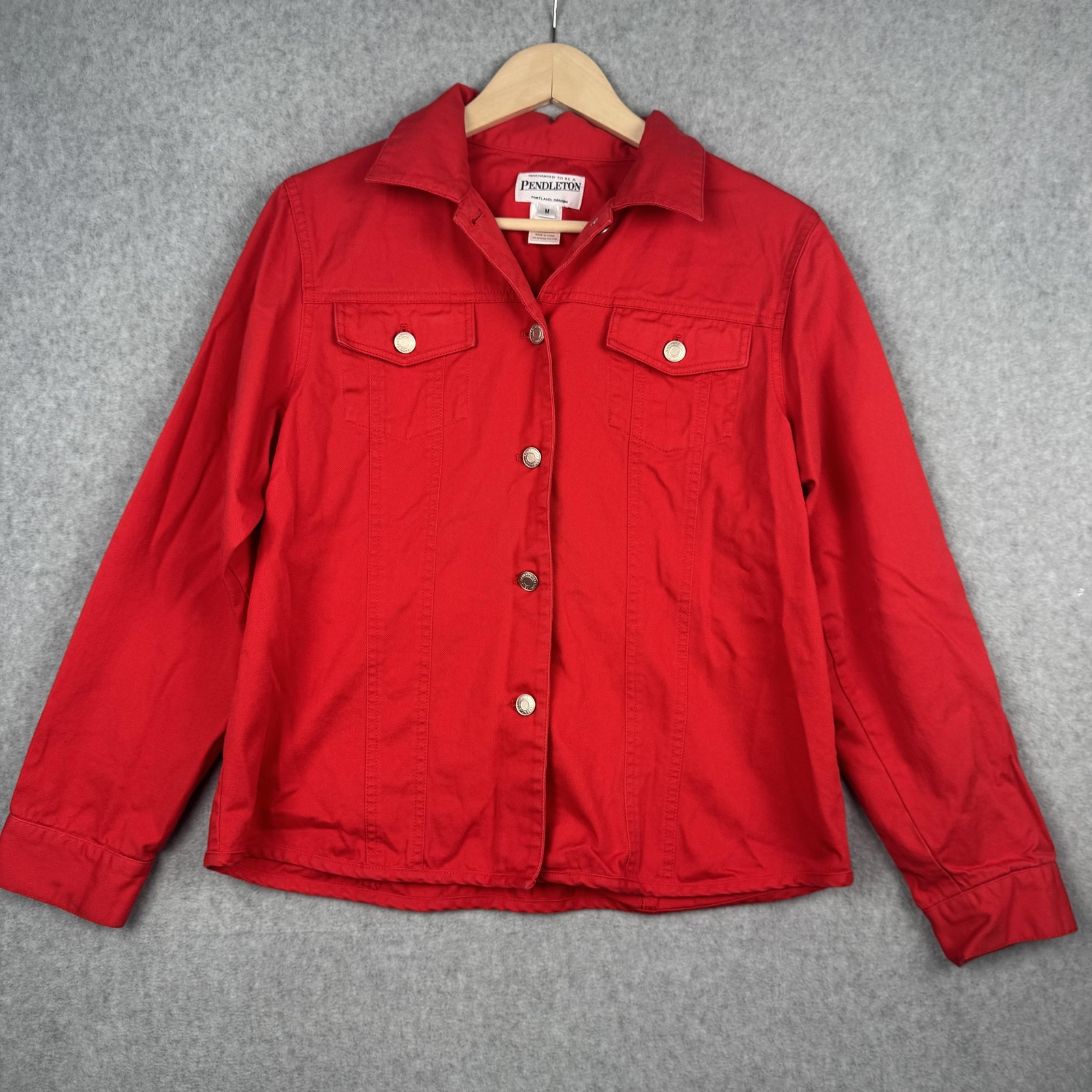 Pendleton Jacket Womens Medium Red Twill Trucker … - image 1