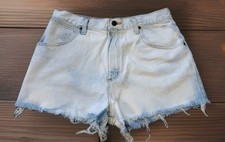 VTG Y2K 90s No Boundaries 13/14 Waist High Rise Denim Jean Shorts Raw Hem USA