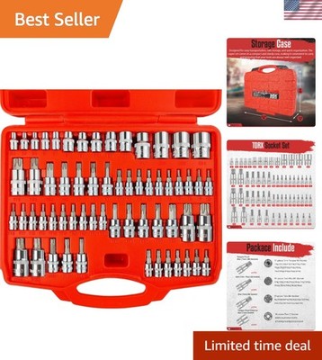 60-piece Master Torx Bit Socket&External Torx Socket Set 1/4''3/8''1/2''Drive Bits