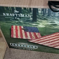 The Kraftsman Co. Rustic Flag 2-Board Cornhole Set, American Flag Theme, 8 Bags