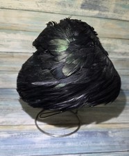 1950s Iridescent Black Rooster Feather Hat
