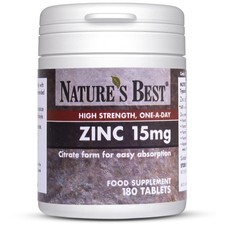 Nature's Best Zinc 15mg - Immune Support - 180 count (Pack of 1)
