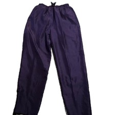 Vintage 100 Silk Purple cottage core Pants Elastic waist with drawstring
