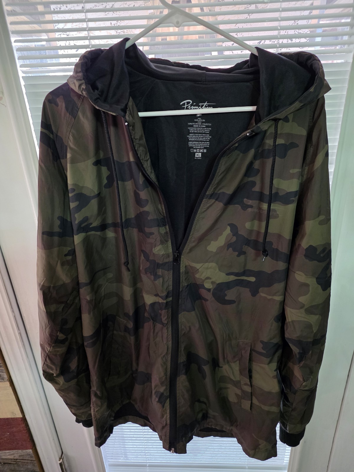 Primitive Skateboarding Hooded Windbreaker Zip Jacket, Mens 
